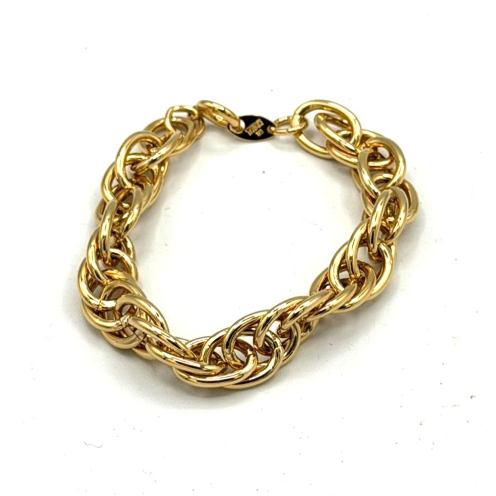 Vintage Crown Trifari Gold Tone Chunky Braided Link Bracelet 6.25" 31g